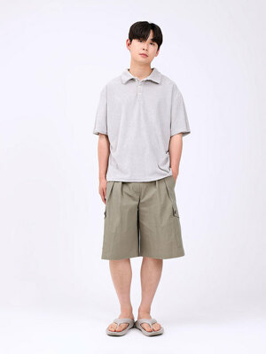 Overfit Terry Collar T-shirts_gray