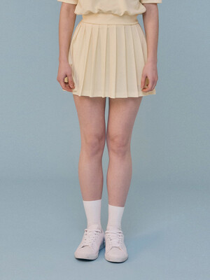 22SS.ver H Logo Pleated Tennis Skirt_Butter Yellow