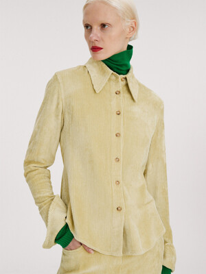 VELVET CORDUROY SLIM FIT SHIRT (LIME)