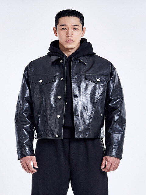 아우터,아우터 - 51퍼센트 (51PERCENT) - Tunnel Lining leather Jacket - Black