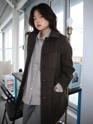 OSU Wool Blend Half Coat, brown