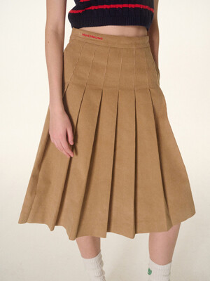 Mardi x Qduroy Pleats Skirt - Beige