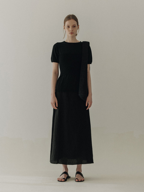 스커트 - 모이아 (MOIA) - linen reversible skirt (black)