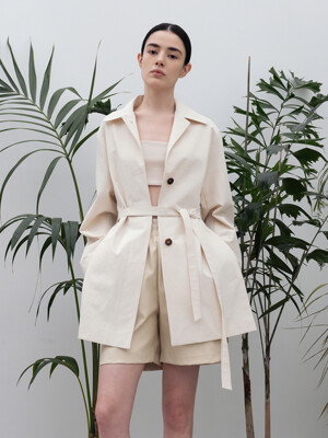 [리퍼브] BELTED SHORT TRENCH JACKET