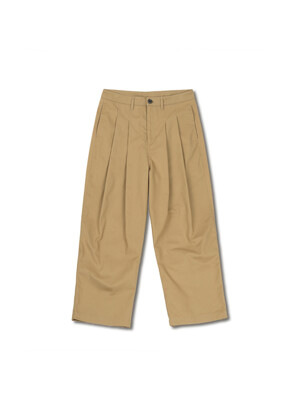 TWO TUCK WIDE CHINO PANTS BEIGE