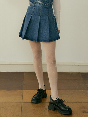 FEL DENIM PLEATS MINI SKIRT BLUE