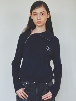 RCC Oblique Line Long Sleeve Knit [NAVY]