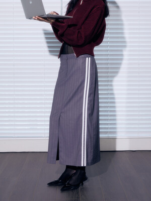 Two-line long skirt - gray