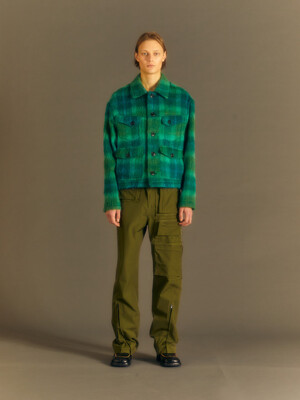 TOULOUSE WOOL TRUCKER JACKET awa554m(GREEN/BLUE)