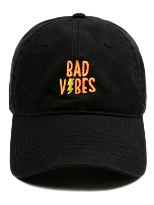BAD VIBES 워싱 볼캡-블랙