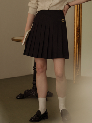 Buckle point pleats skirt(Black)