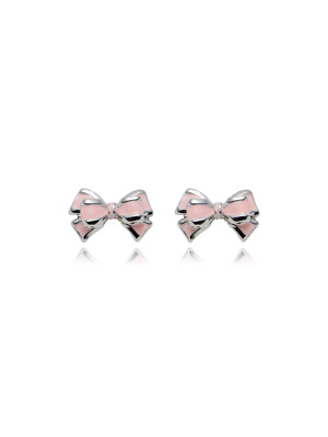 Ribbon Stud Earrings Pink