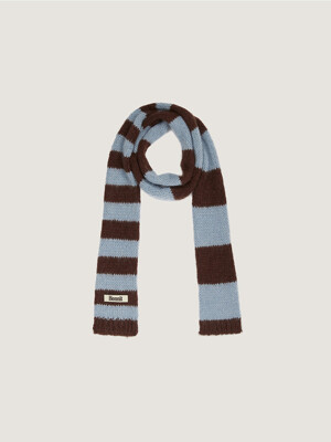 Stripe Knit Muffler (Sky Blue/Brown)