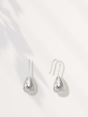 ES179 Glossy Teardrop Fish Hook Silver Earrings