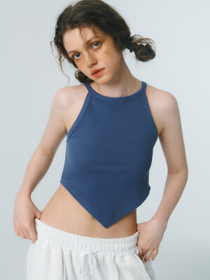 V-CUT HALTER TOP_indigo violet