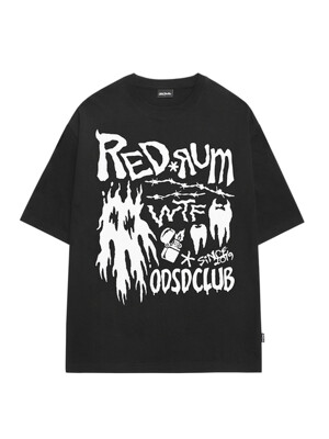 레드럼 그래픽 오버핏 티셔츠 - BLACK