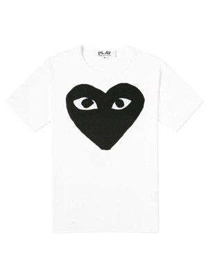 24SS 여성 블랙 하트 티셔츠 화이트 AZ-T069-051-1
