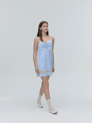 LACE SATIN RIBBON ONE-PIECE [BABY BLUE]