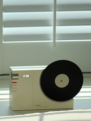 [휴라이즈] 턴테이블형 미니 블루투스 스피커 소형 디자인 미니오디오 HR-NT120