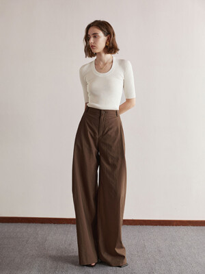 YY_High waist casual drape pants_2color