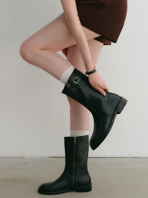 룩캐스트 [4차 리오더] 레베카 미들부츠_블랙 / REBECCA MIDDLE BOOTS_BLACK
