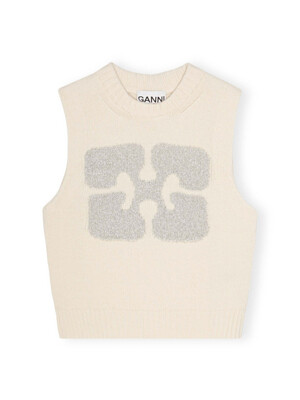 Graphic Wool Mix Vest_Egret_K2252