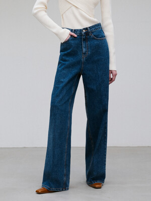 FRONT CREASED DENIM PANTS