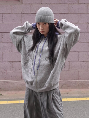 ORNAMENT STUDDED HOODIE_ONZI_EDITION, GREY