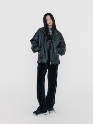 Velour Track Pants _ Black