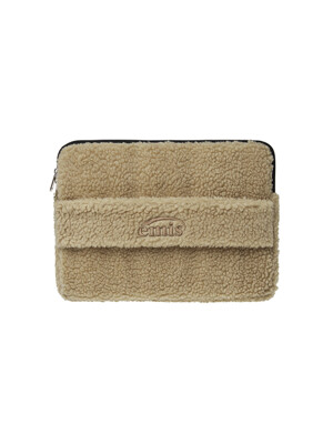 SHEARLING LAPTOP POUCH-BEIGE