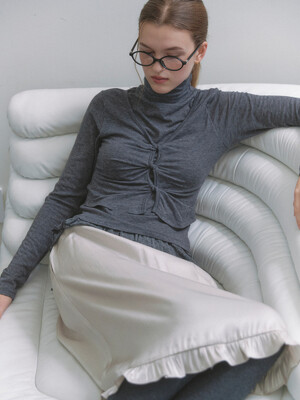 comos 1301 wrap layered twist detail turtleneck T-shirt (charcoal)