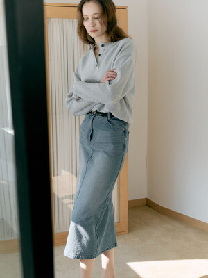 Slit Long Denim Skirt_2color