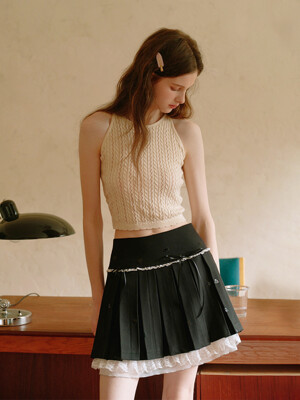 Cest_Sequin pleat layered skirt
