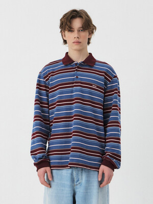 25PS CARELL STRIPE LS PIQUE SHIRT [MAN 3COLORS]