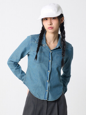 슬림 핏 데님 셔츠 블루_ Slim Fit Denim Shirts Blue