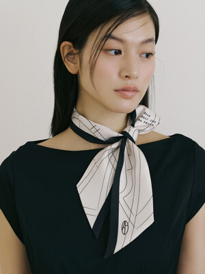 [단독] Pattern Long Twilly Silk Scarf - Cream