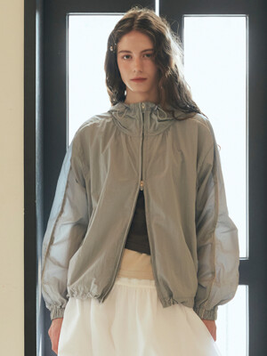 LIGHT HOODED WINDBREAKER_BLUE GREY
