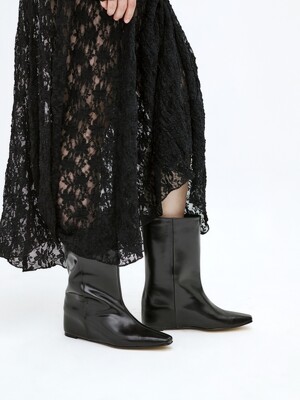 40mm Regina Wedge-Heel Half Boots (2 Colors)