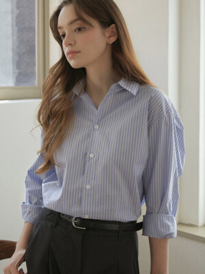 Henry Regular Fit Stripe Shirt (sky blue)