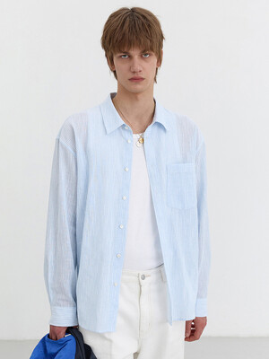 UNISEX CLASSIC OVERSHIRT BLUE EMBO STRIPE_M_UDSH5B123B2