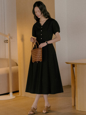 V-neck long dress TISU01OP02_Black