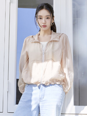 25SS 글로시 시스루 후드 점퍼