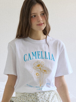 Citrine Camellia T-shirt - White