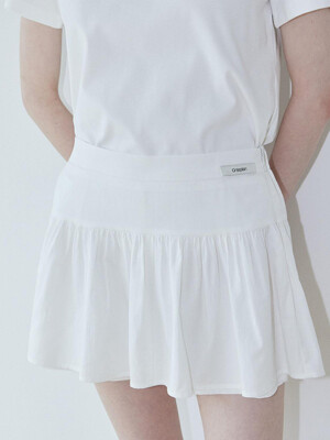 Shirring Mini Skirt Shorts_Ivory