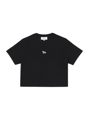 25SS [메종키츠네] 베이비폭스 패치 크롭 면 티셔츠 MW00105KJ0008 P199 (BLACK)