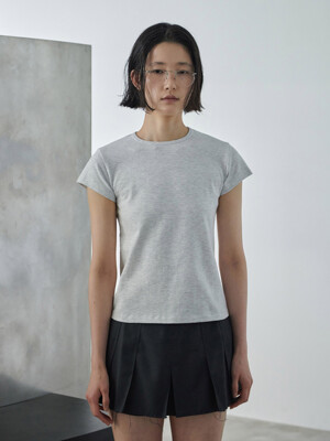 ESSENTIAL HALF SLEEVE TEE (melange white)
