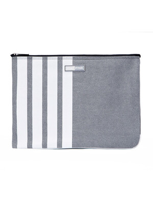 stripe clutch grey