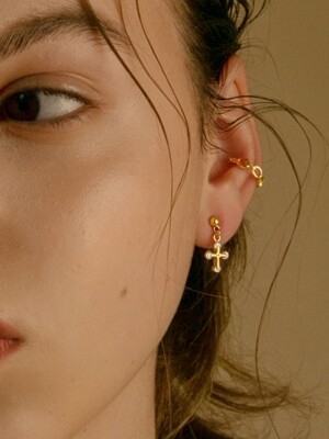 cross cubic ball earrings