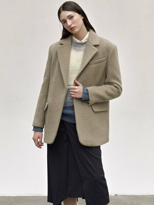 Oversized Belted Half Coat in Khaki Beige VW1WH008-C4