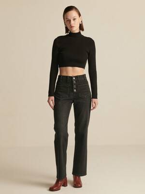 Semi Flared Jeans_BLACK